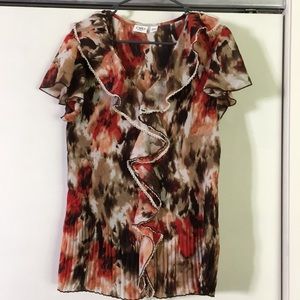 Floral Top with Ruffled Bodice